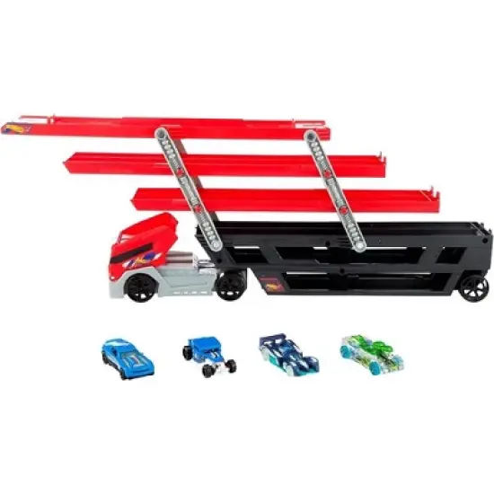 Hot Wheels Mega Hauler and 4 Cars Set, Mega Hauler Truck-4 Cars FPM81 image {1}