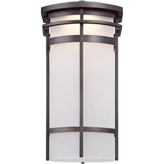 Possini Euro Design Theola Modern Outdoor Wall Light Fixture Bronze LED 16 1/4" Etched Glass Shade for Post Exterior Barn Deck House Porch Yard Patio image {3}