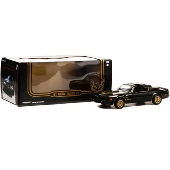1977 Pontiac Firebird Trans Am T/A Starlite Black with Golden Eagle Hood and Stripes 1/24 Diecast Model Car by Greenlight image {2}