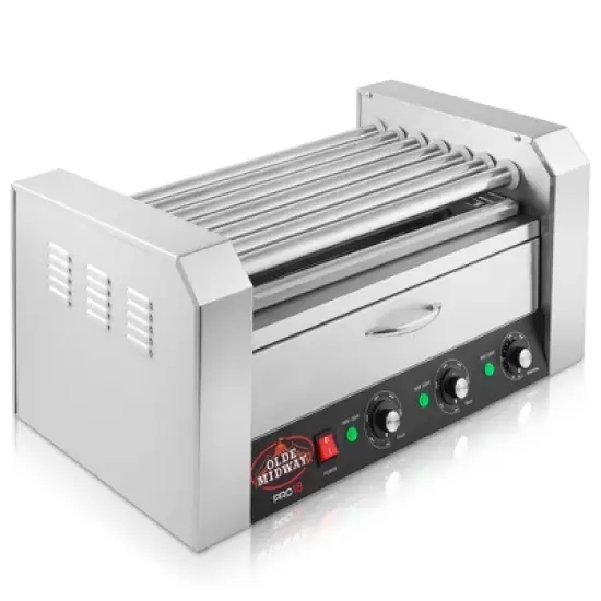 Olde Midway Electric Hot Dog Roller Grill Machine with Bun Warmer, Commercial Grade image {1}