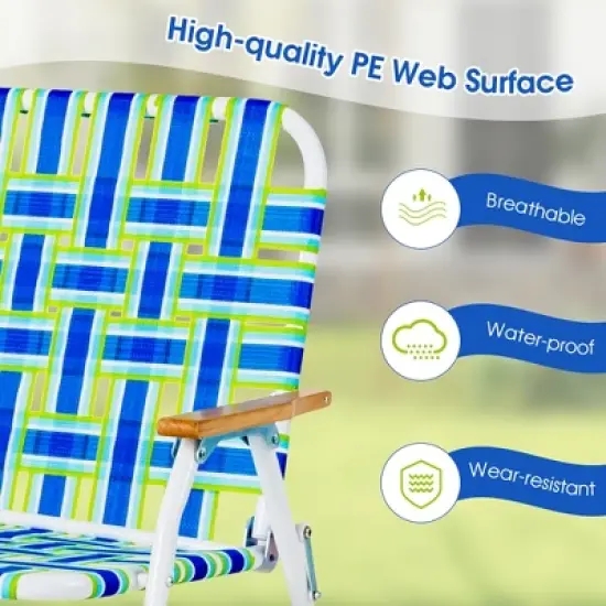 Costway 2-Person Folding Chair with  Armrest 661 LBS Load Capacity for Camping Beach image {4}