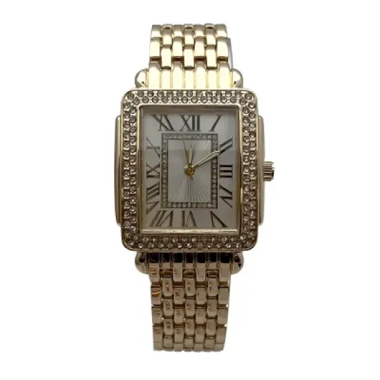 Olivia Pratt Square and Rhinestones Metal Band Women Watch image {4}