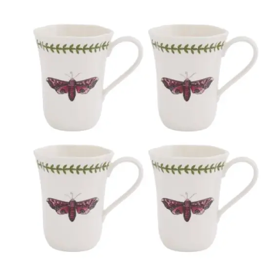 Portmeirion Botanic Garden Lotus Blossom 14oz Mug - Butterfly Porcelain Coffee Cup with Laurel Leaf Border - Dishwasher & Microwave Safe image {8}