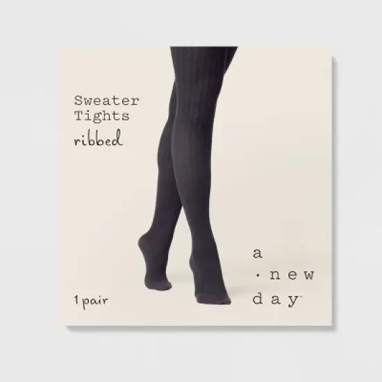 Women's Ribbed Sweater Tights - A New Day&trade; Black image {1}