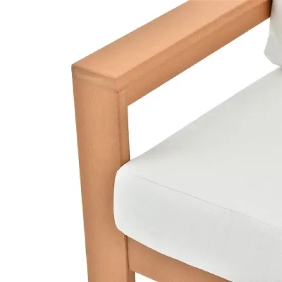 Wood Frame 4Piece Outdoor Sofa Set 3Seater Lounge + Accent Chairs & Ribbed Table image {11}