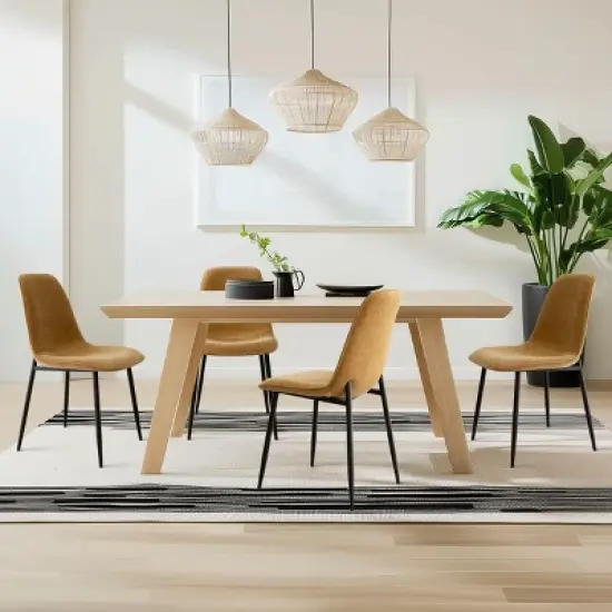 Set of 4 Upholstered Dining Chairs with Metal Legs, Modern Fabric Accent Kitchen Chairs for Dining Room or Small Spaces-Maison Boucle image {11}