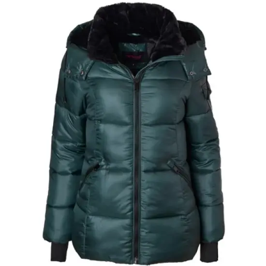 Sportoli Womens Winter Coat Hooded Plush Lined Quilted Warm Zip Up Puffer Jacket image {6}