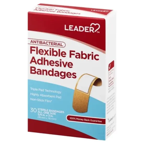 Leader Antibacterial Flexible Fabric All One Size Adhesive Bandages 30 ea image {2}