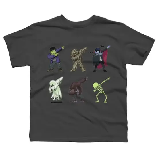 Boy's Design By Humans Dabbing Halloween Creatures Skeleton Zombie Dab By vomaria T-Shirt image {3}