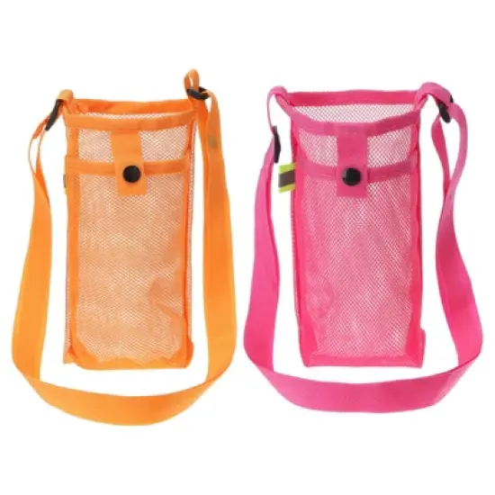 Unique Bargains Mesh Portable Adjustable Strap Water Bottle Bag for Sports 2 Pcs image {8}