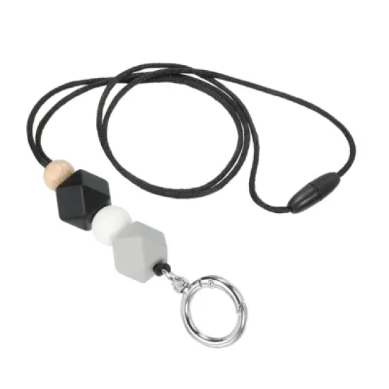 Unique Bargains Wear-resistant Lightweight ID Card Silicone Beaded Lanyards with Buckle Clip image {5}