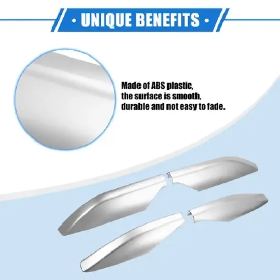 Unique Bargains Car Roof Rack Side Rails End Cover Shell Cap for Toyota Land Cruiser 2010-2022 Plastic Silver Tone 4pcs image {2}