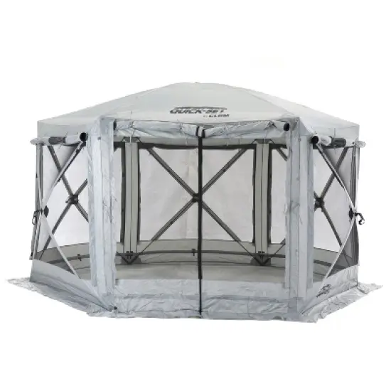 CLAM Quick-Set Pavilion Portable Pop-Up Outdoor Camping Gazebo Screen Tent Sided Canopy Shelter w/ Ground Stakes & Carry Bag image {5}