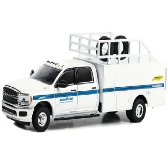 2021 Ram 3500 Dually Tire Service Truck White "Goodyear" "Dually Drivers" Series 12 1/64 Diecast Model Car by Greenlight image {1}