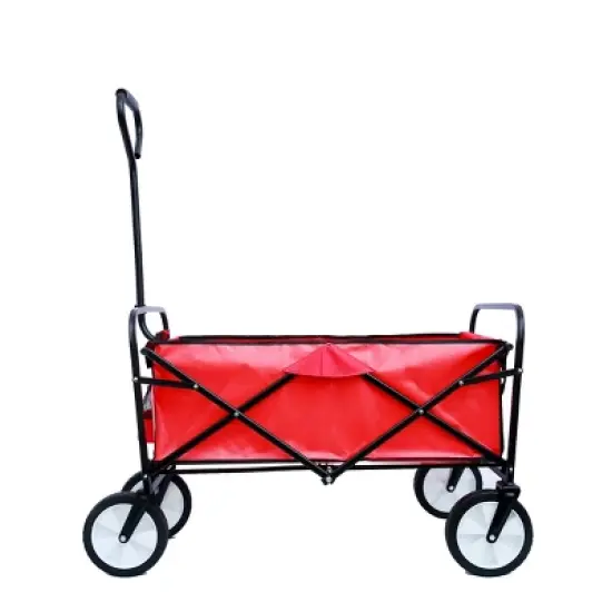 DOMETOUR Folding Wagon Garden Shopping Beach Cart (Red) image {12}