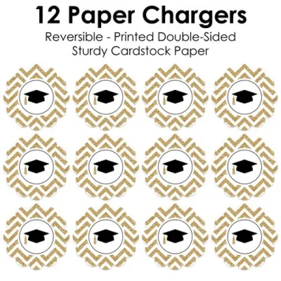 Big Dot of Happiness Tassel Worth The Hassle - Gold - Graduation Party Round Table Decorations - Paper Chargers - Place Setting For 12 image {4}
