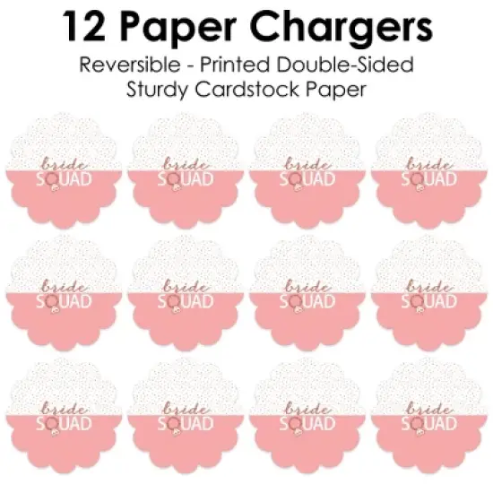 Big Dot of Happiness Bride Squad - Rose Gold Bridal Shower or Bachelorette Party Round Table Decorations - Paper Chargers - Place Setting For 12 image {4}