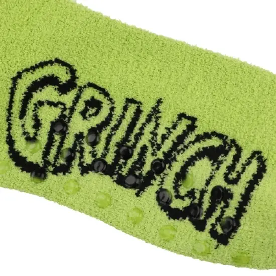 The Grinch Character Face Women's Green Chenille Knee High Socks image {3}