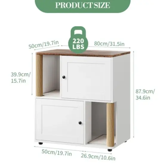 =Cat Litter Cabinet-Particle Board,Double Layer,Cat Litter Storage,Pet Furniture,Litter Box Enclosure image {3}