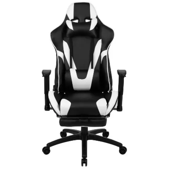 Emma and Oliver Racing Gaming Ergonomic Chair with Reclining Back, Footrest in Red LeatherSoft image {2}