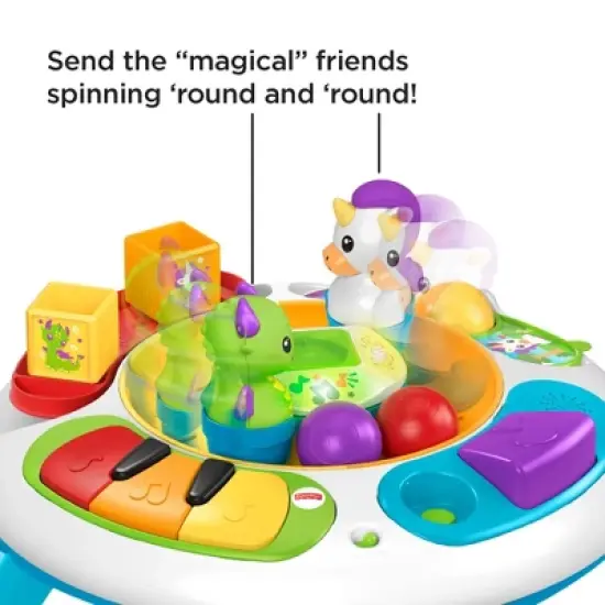 Fisher-Price Enchanted Friends Learning Table Musical Play Center for Baby, Dragon & Unicorn Toys image {4}