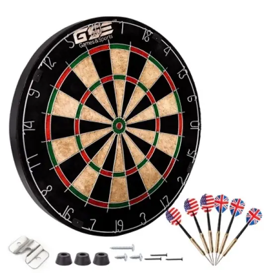 GSE 18" Professional Bristle/Sisal Dartboard Set with Six 17 Grams Steel Tip Darts for Dart Board Games image {3}