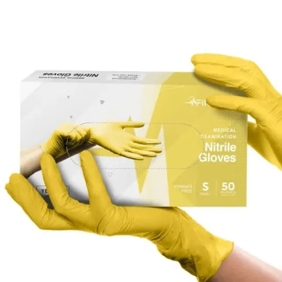 FifthPulse Nitrile Exam Gloves - Yellow - Box of 50, Perfect for Cleaning, Cooking & Medical Uses image {4}