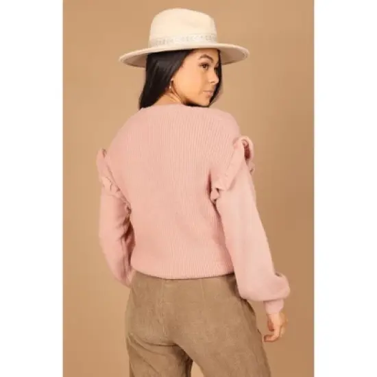 Petal and Pup Womens Bethany Drop Sleeve Ruffle Knit Sweater image {1}