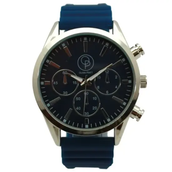 Olivia Pratt Solid Color Band Chronograph Men Watch image {11}
