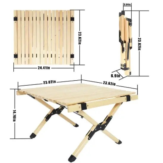 PAGED Small Size Portable Dining Table Modern Wooden Patio Folding Table with X-Frame for Indoor and Outdoor image {4}