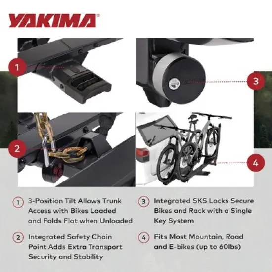 Yakima StageTwo Premium Bike Tray Hitch Bike Rack Compatible Wheelbases image {2}