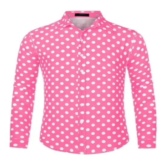 Lars Amadeus Men's Button Down Long Sleeves Casual Polka Dots Print Shirts image {11}
