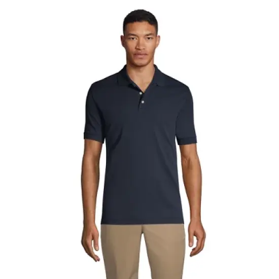 Lands' End School Uniform Men's Short Sleeve Tailored Fit Interlock Polo Shirt image {3}