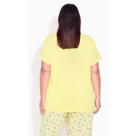 Women's Plus Size Short Sleeve Great Day Sleep Top - yellow | AVENUE image {2}
