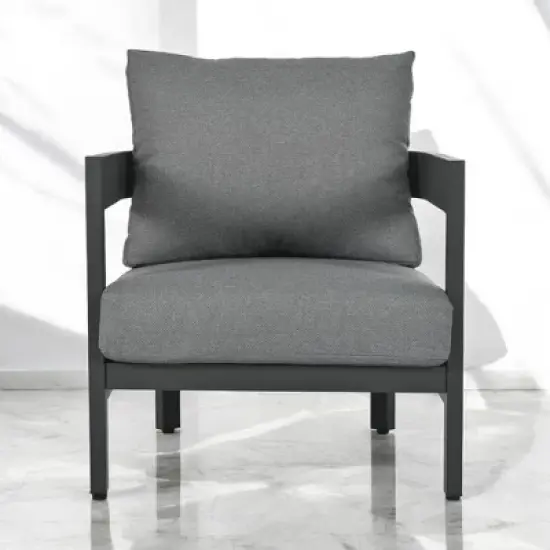 Mshliw Outdoor Seating Set with Cushions Patio Furniture Sets&ndash; Iron Chairs, Plastic Wood Table, Ideal for Patios, Gardens, and Poolside image {1}