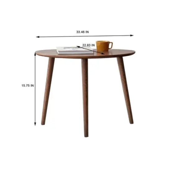 NicBex Small Round 24"H Side Tables, Solid Acacia Wood Patio End Table Coffee Table with Metal Leg, Outdoor/Indoor Accent Table image {7}
