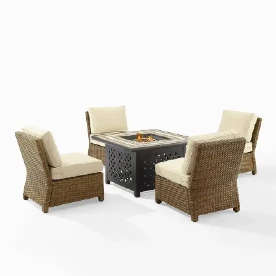 Bradenton 5pc Outdoor Wicker Armless Chair & Fire Table Set - Crosley
 image {20}