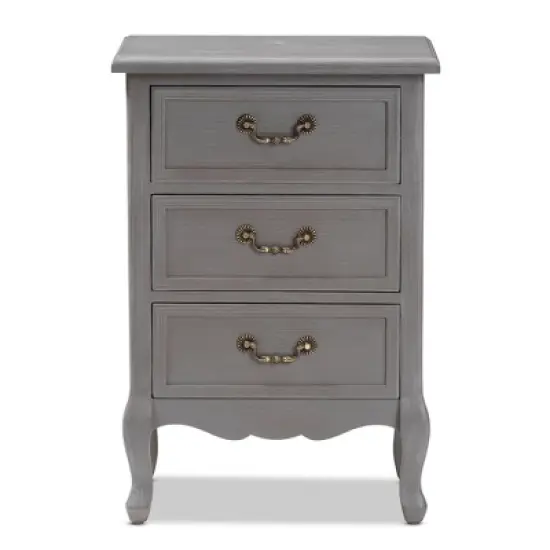 3 Drawer Capucine Finished Wood Nightstand Gray - Baxton Studio image {8}
