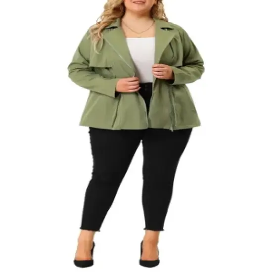 Agnes Orinda Women's Plus Size Zipper Drawstring Boyfriend Jacket image {1}