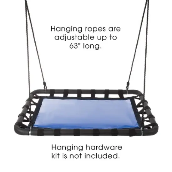 Toy Time Kids' Hanging Platform Swing With Adjustable Rope - 40" x 30"- Blue/Black image {4}