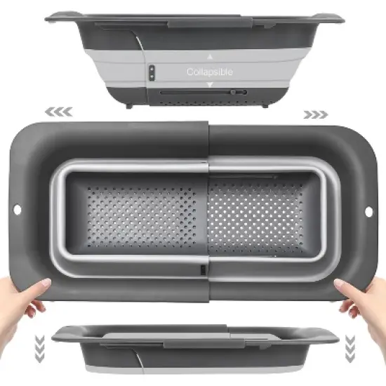 Collapsible Colander Strainer, Expandable Over the Sink Colander for Kitchen, Adjustable Silicone Sink Strainer image {6}