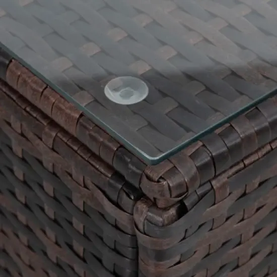 Syemin 5PCS Patio Seating Rattan Furniture Set Sectional Sofa Cushioned Garden, Tempered Glass Table, Blue, 28.94"*28.55"*24.8" image {1}