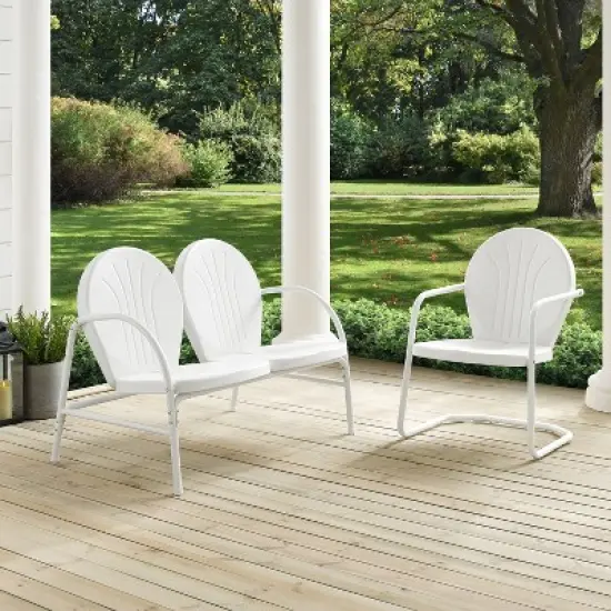 Griffith 2pc Outdoor Seating Set - White - Crosley image {3}
