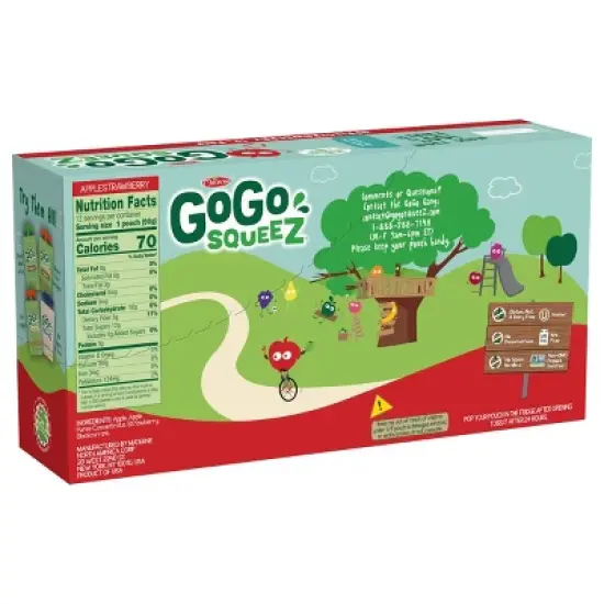 GoGo SqueeZ Applesauce and Fruit Puree Apple Strawberry Pouches - 38.4oz/12ct image {2}