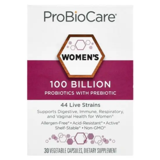 ProBioCare Women's Probiotics With Prebiotic, 100 Billion, 30 Vegetable Capsules image {3}