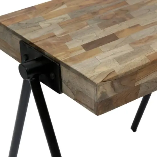 Gurley Handcrafted Modern Industrial Mango Wood Side Table Gray/Black - Christopher Knight Home image {6}