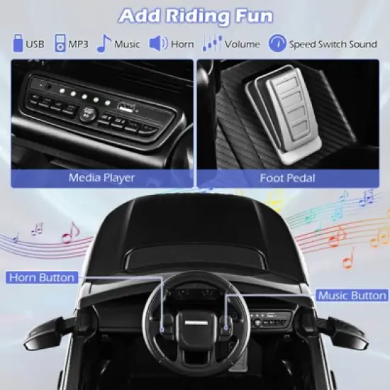 Costway 12V Kids Ride On Car Licensed Land Rover Electric Vehicle w/ Remote Control White\Black\Pink image {6}