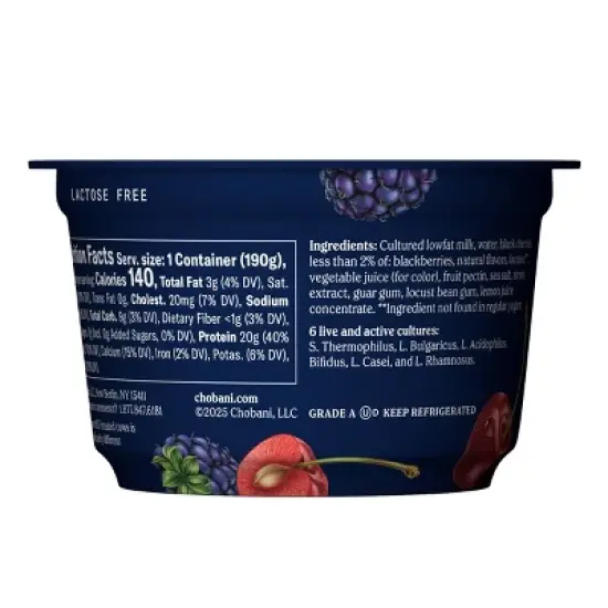 Chobani 20g Protein Cherry Berry Greek Yogurt - 6.7oz image {4}