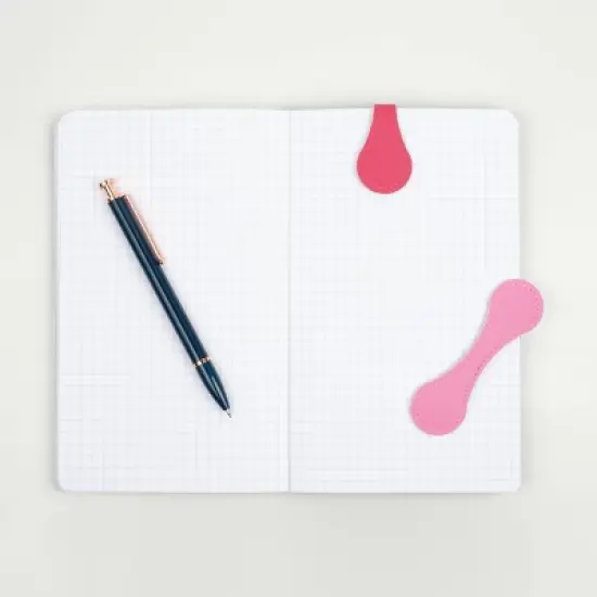 PU Leather 2pk Magnetic Bookmarks- Hot & Light Pink image {2}