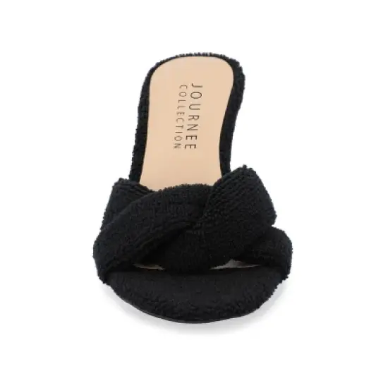 Journee Collection Womens Mannon Soft Terry Cloth Slip On Open Toe Pumps image {5}